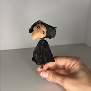 Vintage Flocked Witch Pick Halloween Decoration